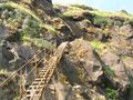 The two ladders that have to be crossed to reach the main fort area