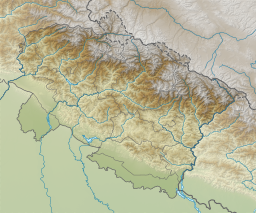 Location of Roopkund lake within Uttarakhand