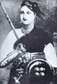 Lakshmibai, Rani of Jhansi, one of the principal leaders of the Great Uprising of 1857, who had lost her kingdom by the Doctrine of lapse